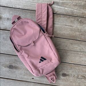 adidas Blush Pink Sling Pack with Padded Strap and phone spot